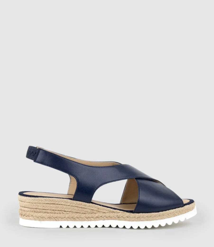 Edward Meller Women's Navy Crossover Espadrille Sandals