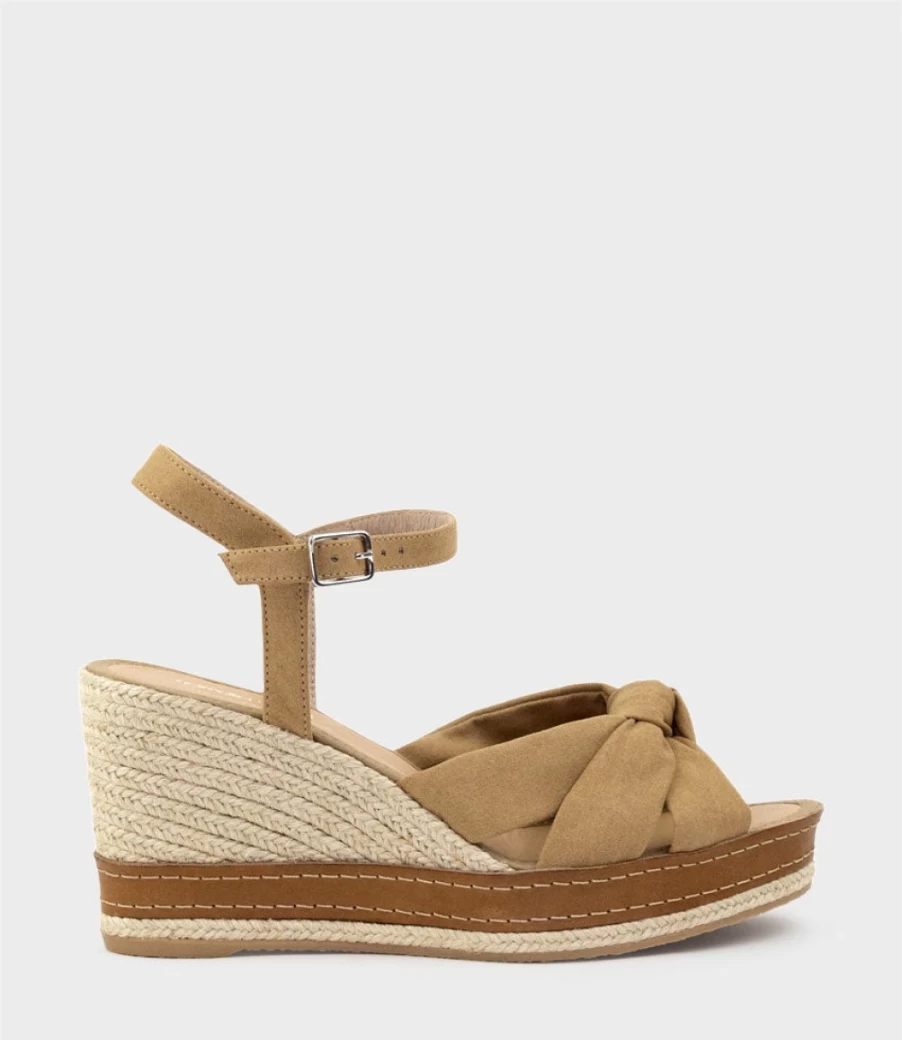 Edward Meller Women's Mystra Tan Suede Knot Front Espadrille Sandals